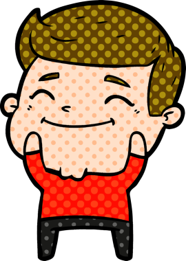 Bir insan tarafından çizilmiş mutlu çizgi film adamı.