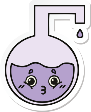 Bir insan tarafından çizilmiş şirin bir karikatür bilim deneyinin çıkartması.