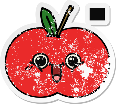 Bir insan tarafından çizilmiş kırmızı elma çizgi filminin sıkıntılı çıkartması.