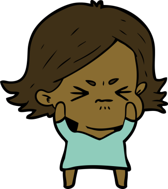 Bir insan tarafından çizilmiş kızgın bir kadın.