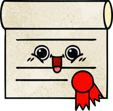 Bir insan tarafından çizilmiş sertifikanın grunge desen karikatürü