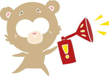 Tedirgin ayı düz renkli çizgi film, bir insan tarafından çizilmiş.