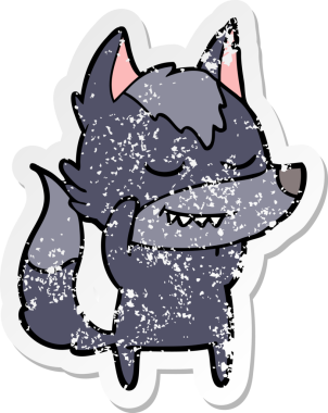 Bir insan tarafından çizilmiş dost canlısı bir kurdun sıkıntılı çıkartması.