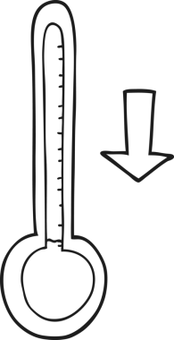 Bir insan tarafından çizilen serbest çizim siyah beyaz çizgi film düşüş sıcaklığı