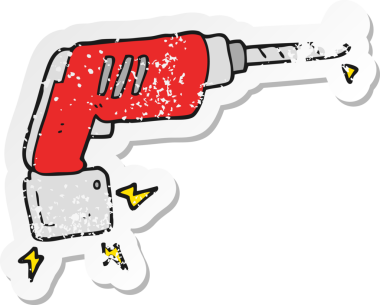 Bir insan tarafından çizilmiş bir karton matkabın gerilimli etiketi.