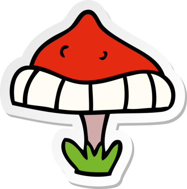 Bir insan tarafından çizilmiş tek bir mantarın el çizimi karikatürü.