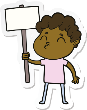 Bir insan tarafından çizilmiş karikatür adamın çıkartması.