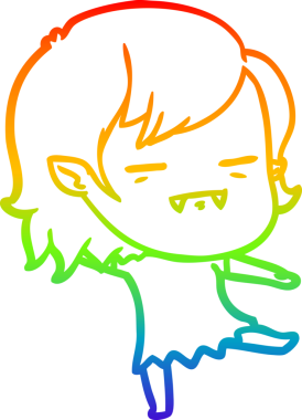 Gökkuşağı gradyan çizgi çizimi Bir insan tarafından çizilen ölümsüz vampir kız çizgi