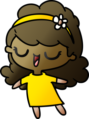 Bir insan tarafından çizilmiş kawai kızının gradyan çizimi.