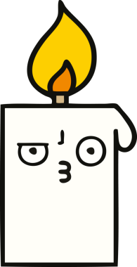 Bir insanın çizdiği yanan mum karikatürü.