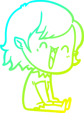 Bir insan tarafından çizilen mutlu vampir kız çizgi filminin soğuk gradyanı.