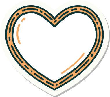 Bir insan tarafından çizilmiş geleneksel bir kalp şeklinde dövme çıkartması.