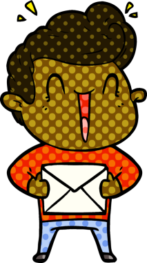 Bir insan tarafından çizilmiş heyecanlı bir çizgi film.