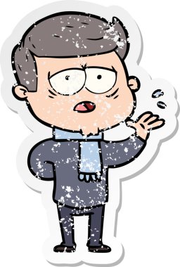 Bir insan tarafından çizilmiş yorgun bir çizgi filmin sıkıntılı çıkartması.