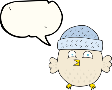 Bir insan tarafından çizilmiş el yazısıyla çizilmiş bir konuşma balonu baykuşu.