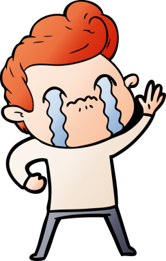 Bir insan tarafından çizilmiş ağlayan çizgi film adamı.