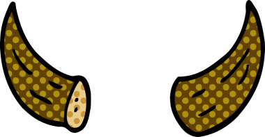 Bir insan tarafından çizilmiş karikatür boynuzları.