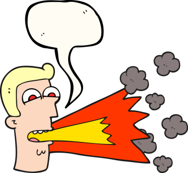 Bir insan tarafından çizilmiş serbest konuşma balonu karikatürü bağıran adam.