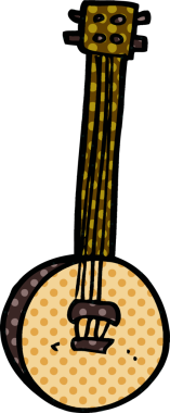 Bir insan tarafından çizilmiş eski bir banjo.