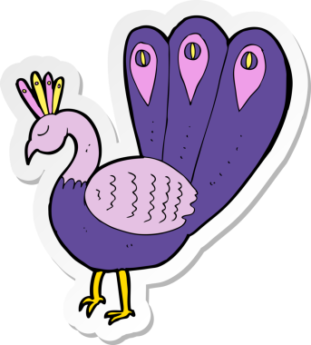 Bir insan tarafından çizilmiş bir tavus kuşunun çıkartması.