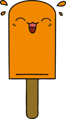 Bir insan tarafından çizilmiş garip bir çizgi film turuncu buz şekeri.