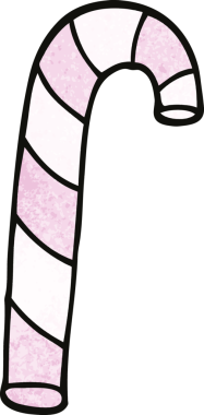 Bir insan tarafından çizilmiş pembe şeker kamışları.