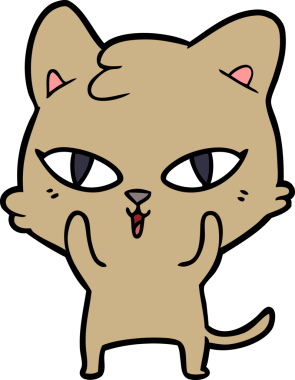 Bir insan tarafından çizilmiş çizgi film kedisi.