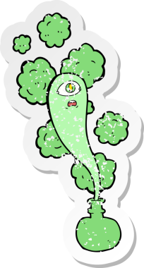 Bir insan tarafından çizilmiş sihirli iksirin gerilimli yapıştırması.