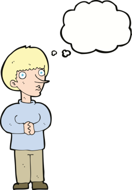 Bir insan tarafından çizilmiş düşünce baloncuğu olan sinirli bir adam.