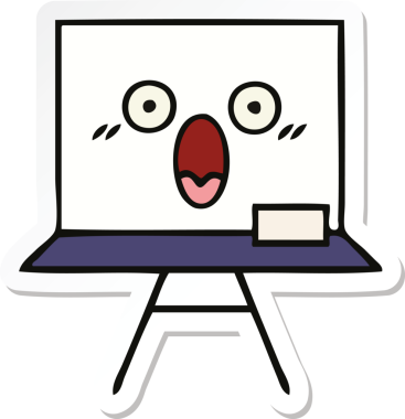 Bir insan tarafından çizilmiş beyaz bir karikatür çıkartması.