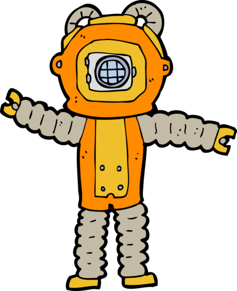 bir insan tarafından çizilmiş derin deniz dalgıcı çizgi filmi