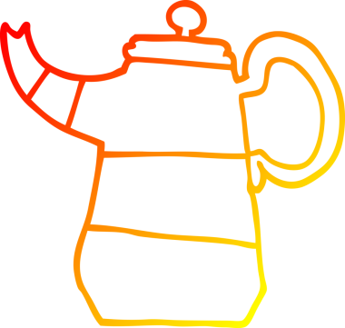 Bir insan tarafından çizilmiş bir kahve demliğinin sıcak çizgi çizimi