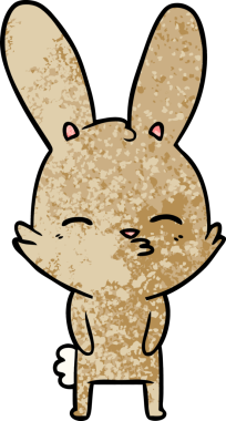 Bir insan tarafından çizilmiş meraklı tavşan çizgi filmi.