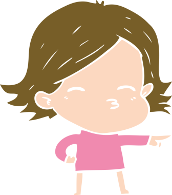 Bir insan tarafından çizilmiş düz renkli karikatür kadın