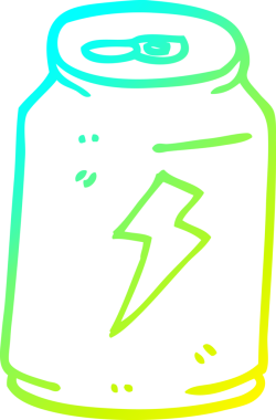 Bir insan tarafından çizilen enerji içeceği kutusunun soğuk gradyan çizgisi.