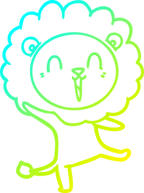 Bir insan tarafından çizilmiş gülen aslan karikatürü.