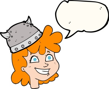 Bir insan tarafından çizilmiş serbest konuşma balonu karikatürü dişi Viking