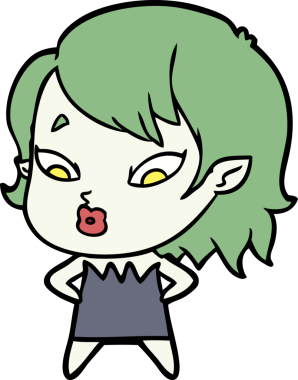 Bir insan tarafından çizilmiş şirin vampir kız çizgi filmi.