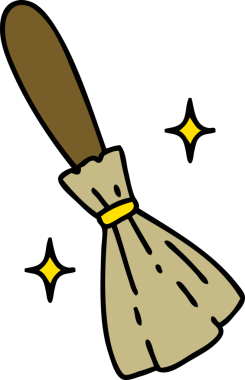 Bir insan tarafından çizilmiş sihirli süpürge sopası karikatürü.