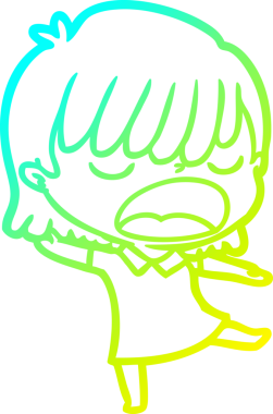 Bir insan tarafından yüksek sesle çizilmiş bir karikatür kadın çizimi.