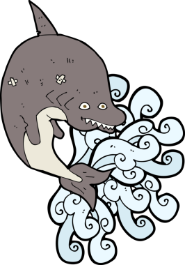 Bir insan tarafından çizilmiş bir köpek balığı.