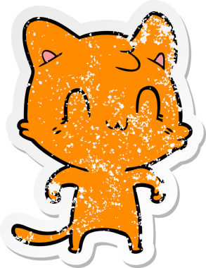 Bir insan tarafından çizilmiş mutlu bir kedinin sıkıntılı çıkartması.