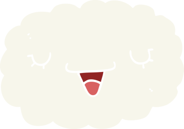 Bir insan tarafından çizilmiş düz renkli çizgi film bulutu