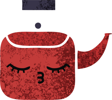 Bir insan tarafından çizilmiş bir çaydanlığın retro çizim tarzı karikatürü