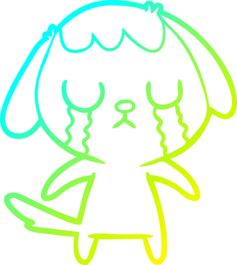 Bir insan tarafından çizilmiş ağlayan şirin bir köpeğin soğuk gradyan çizimi.