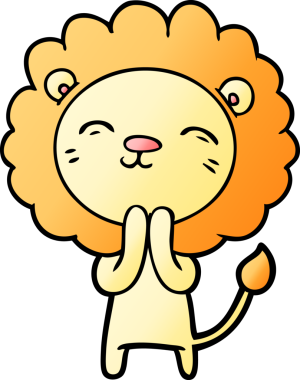 Bir insan tarafından çizilmiş çizgi film aslanı.