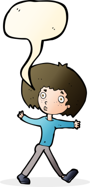 Bir insan tarafından çizilmiş konuşma baloncuğuyla yürüyen bir adam şaşırdı.