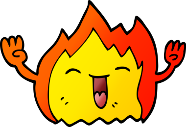 Bir insan tarafından çizilmiş mutlu kırmızı ateş.