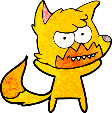 Bir insan tarafından çizilmiş tilki çizgi film karakteri