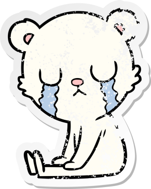 Bir insan tarafından çizilmiş ağlayan kutup ayısı karikatürü.